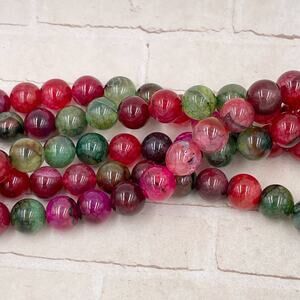 Jewel Tone Crackle Agate Beads 10mm Round Jewelry Making